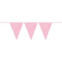 Geboorte meisje vlaggetjes - Roze Nijntje thema vlaggenlijn - 600 cm - kunststof