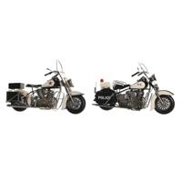 Decoratieve figuren DKD Home Decor 35 x 14 x 24 cm Zwart Motorfiets Wit Vintage (2 Stuks)