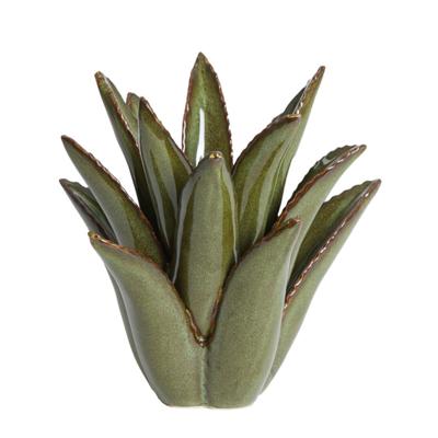 Theelicht Cactus keramiek donker groen L