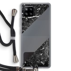 Zwart marmer: Samsung Galaxy A42 5G Transparant Hoesje met koord