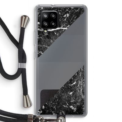 Zwart marmer: Samsung Galaxy A42 5G Transparant Hoesje met koord