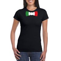 Zwart t-shirt met Italie vlag strikje dames