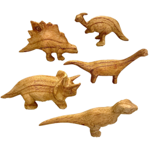 Papoose Toys Dinosaurs Hand Carved/5pc