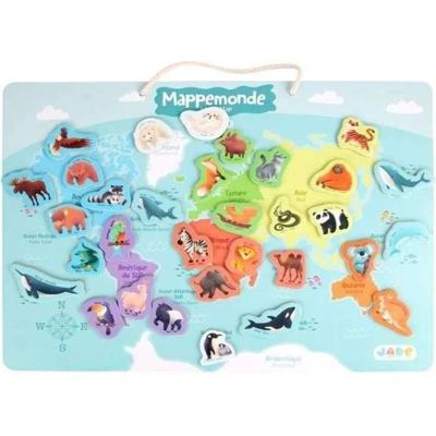 Magnetisch continentenbord - Educatief spel - JADE - 30 dierenstukken - FSC-hout - 40x30 cm - Vanaf 3 jaar