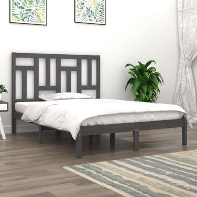 Bedframe massief grenenhout grijs 200x200 cm