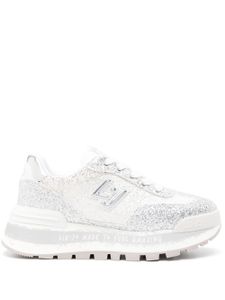 LIU JO logo-patch glitter platform sneakers - Argent