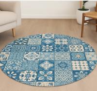 Ronde mozaïektegels vinyl tapijt blauw