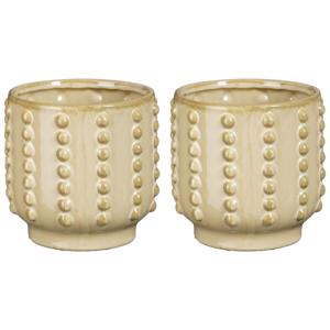 Pot - 2x - boaz - gebobbeld - beige - 13 x 14 cm