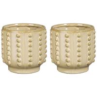 Pot - 2x - boaz - gebobbeld - beige - 13 x 14 cm