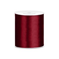 1x Satijnlint bordeaux rood rol 10 cm x 25 meter cadeaulint verpakkingsmateriaal   -