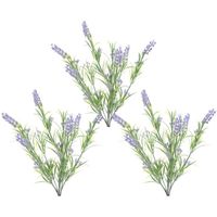 3x Groene/lilapaarse Lavandula/lavendel kunstplanten 44 cm bosje