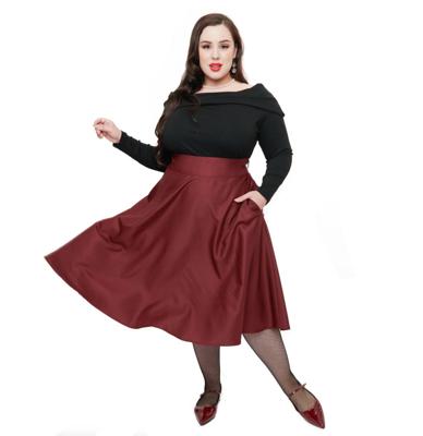 Unique Vintage Vivien Swing Skirt Burgundy -S Unique Vintage Vivien Swing Skirt Burgundy -S