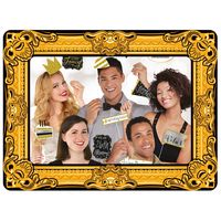 Foto prop set met frame - verjaardag - 14-delig - opblaasbare fotolijst - photo booth accessoires - thumbnail