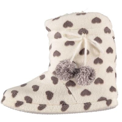 Hoge dames sloffen met hartjes print creme wit