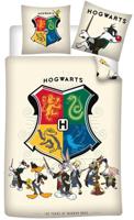 Looney Toones Dekbedovertrek Hogwarts logo 140 x 200 cm