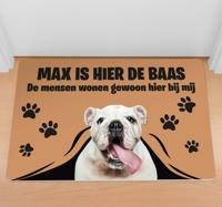Aanpasbaar vinyl tapijt van hond met tekst