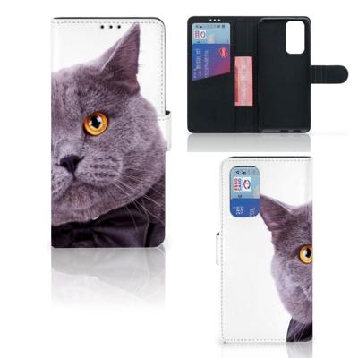 OnePlus 9 Pro | Telefoonhoesje | Met pasjeshouder | Kat