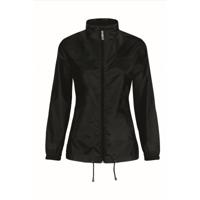 B&C Windbreaker - zwart - Sirocco windjas - met capuchon - dames