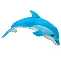 Nature Planet Knuffeldier dolfijn - zachte pluche stof - veel details - blauw - 60 cm