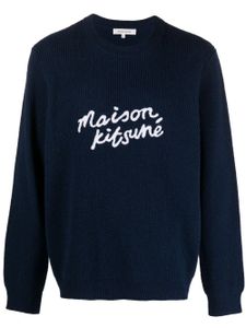 Maison Kitsuné pull en laine à logo brodé - Bleu