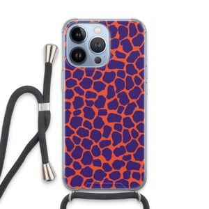 Purple Giraffe: iPhone 13 Pro Transparant Hoesje met koord