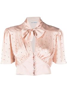 Rabanne blouse crop à sequins brodés - Rose