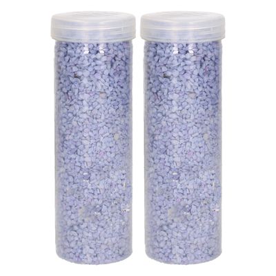 2x busjes grof decoratie zand/kiezels lila 500 gram