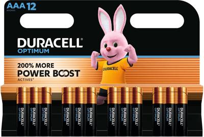 Duracell batterij Optimum AAA, blister van 12 stuks