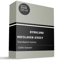 Hoeslaken Katoen - Jersey Stretch - 180x220cm - Grijsgroen - Byrklund - Dekbed-Discounter.nl