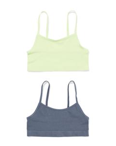 HEMA Kindertops Rib Naadloos - 2 Stuks Lime (lime)
