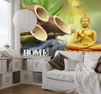 Gouden boeddha met water fotobehang