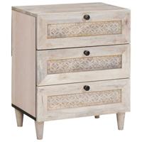 Nachtkastje met lade Beige 50 x 33 x 62 cm Massief acaciahout