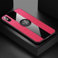 Voor iPhone XS Max XINLI stiksels doek Textue schokbestendig TPU beschermhoes met ring houder (rood)