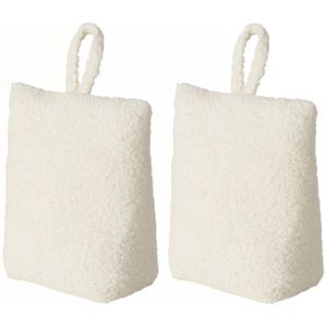 Deurstopper - 2x - 1 kilo - creme wit - pluche - 20 x 10 cm