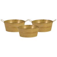 Teil/emmer/plantenpot - 3x - zink - oud goud - D19 x H9 cm