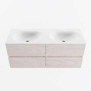 MONDIAZ VICA 120cm badmeubel onderkast Underlayment 4 lades. Wastafel MOON dubbel 2 kraangaten, kleur Talc.