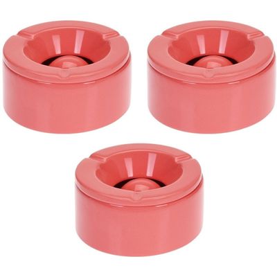 Set van 3x stuks koraal rode storm/terras asbakken van 12 cm
