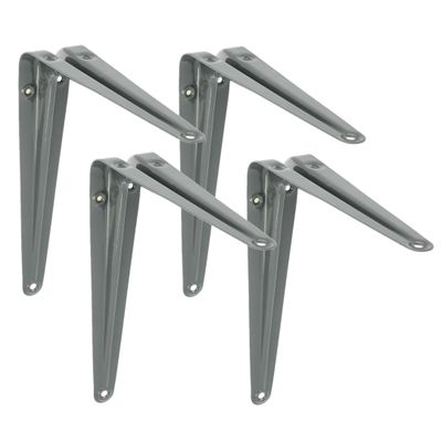 AMIG Plankdrager/planksteun van metaal - 4x - gelakt grijs - H200 x B150 mm AMIG Plankdrager/planksteun van metaal - 4x - gelakt grijs - H200 x B150 mm