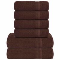 VidaXL 6-delige handdoekenset 360 g/m² 100% katoen bruin