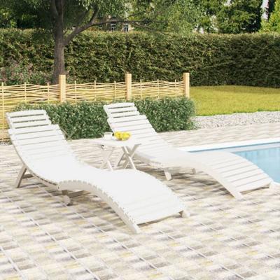 Ligbedden 2 st 184x55x64 cm massief acaciahout wit