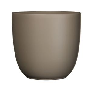 Bloempot mat taupe bruin keramiek voor kamerplant H25 x D28 cm