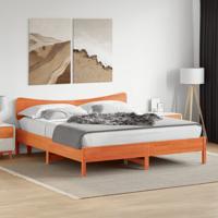 Bedframe zonder matras massief grenenhout wasbruin 200x200 cm