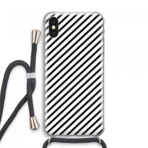 Strepen zwart-wit: iPhone XS Max Transparant Hoesje met koord