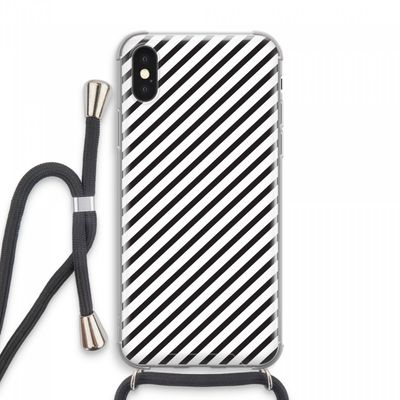 Strepen zwart-wit: iPhone XS Max Transparant Hoesje met koord