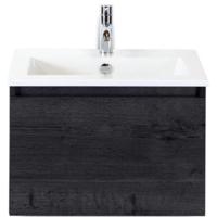 Frozen Badmeubelset 60 cm - Greeplijst in Kleur - Black Oak - Keramische Wastafel Wit 1 Kraangat