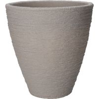 Plantenpot/bloempot Ribbed - Tuin - stevig kunststof - zandkleur - D40 x H42 cm