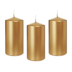 Cilinderkaars/stompkaars - 12x - goud - 6 x 12 cm - 40 branduren