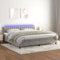 Boxspring met matras en LED fluweel lichtgrijs 200x200 cm