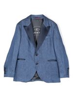 Brunello Cucinelli Kids blazer en lin à revers crantés - Bleu - thumbnail