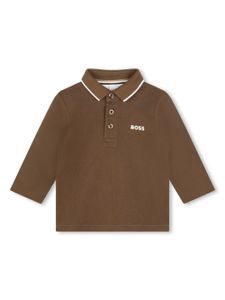 BOSS Kidswear logo-print contrasting-edge polo shirt - Marron